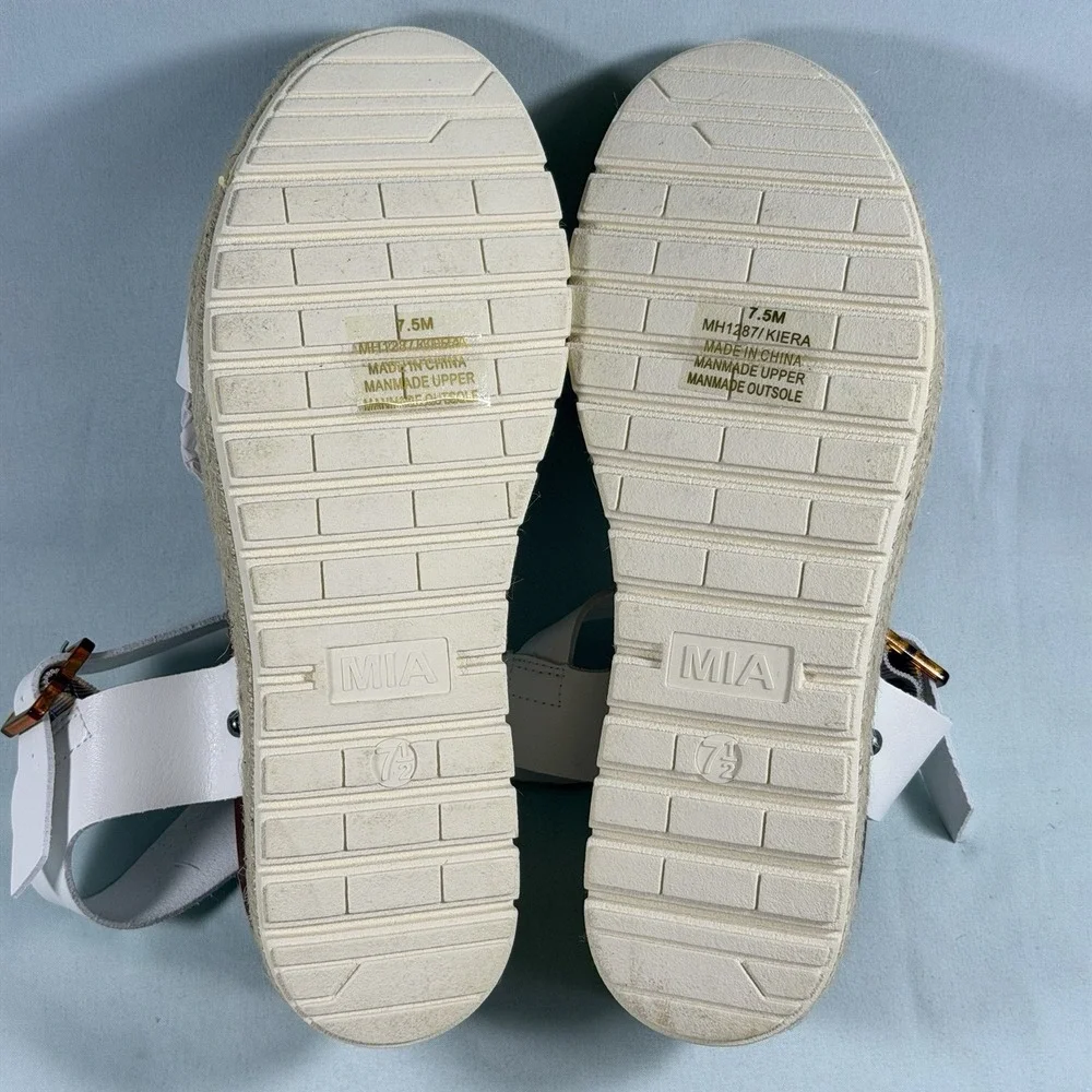 MIA Size-7.5M Womens Kiera Espadrilles Wedge Sandals White